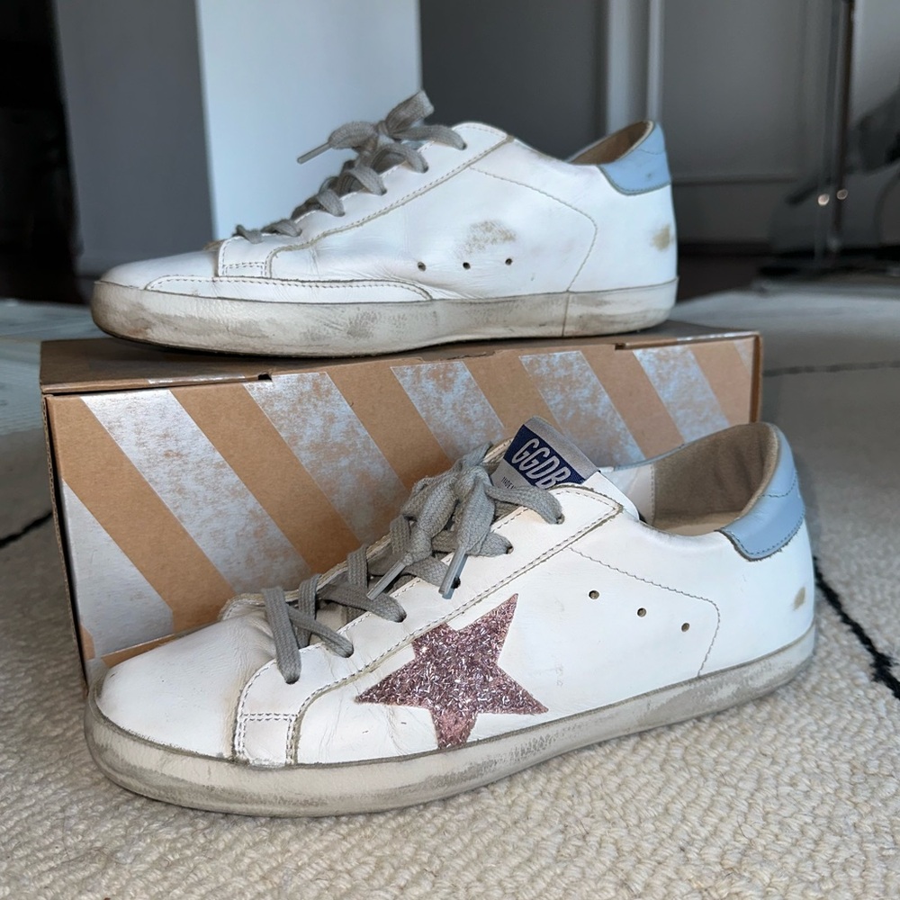 Golden Goose pink glitter star sneakers